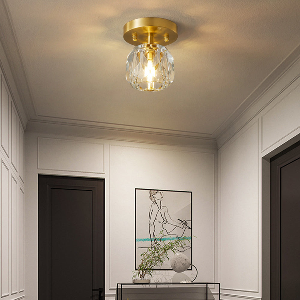 Arisha Moderna Esfera Metal/Cristal LED Lámpara de Techo Dorada