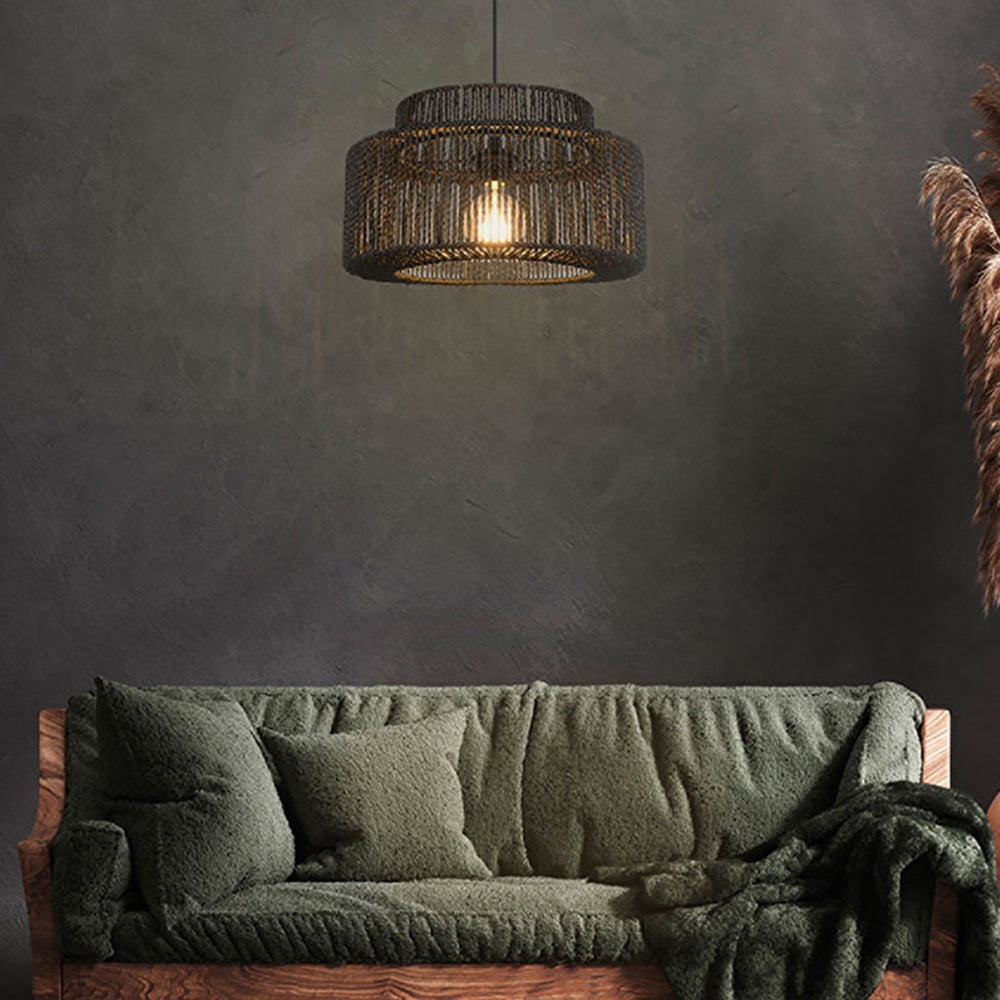 Muto Rustica Tambor Metal Lámpara Colgante Negra