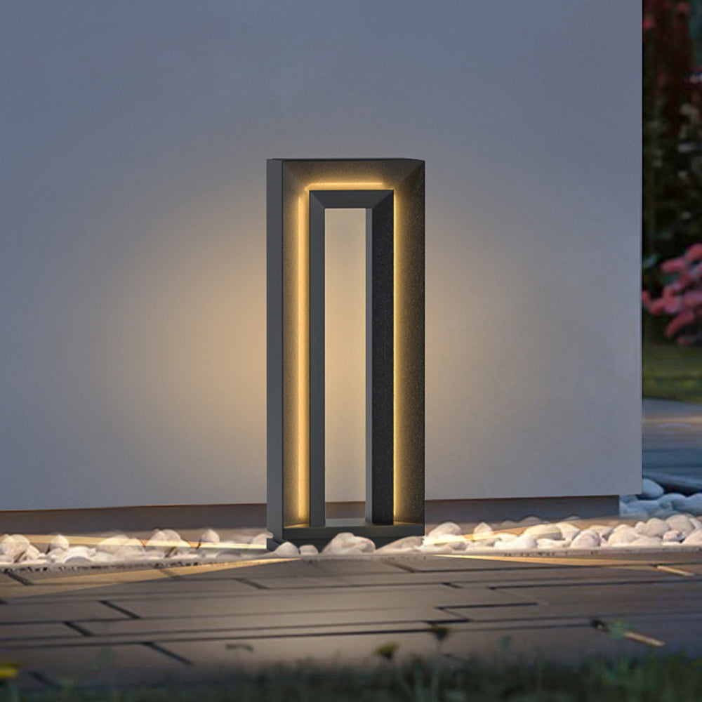 Ray Moderna Lámpara de Pie Exterior Rectangular Metal Patio
