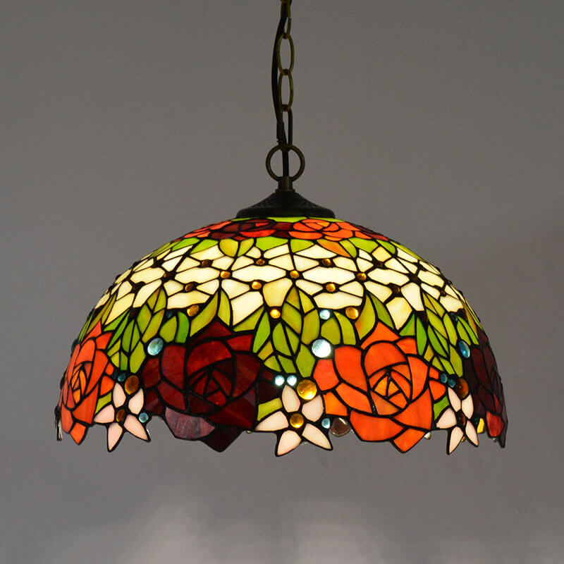 Tiffany Vintage Lujo Lámpara Colgante Vidrio Salón