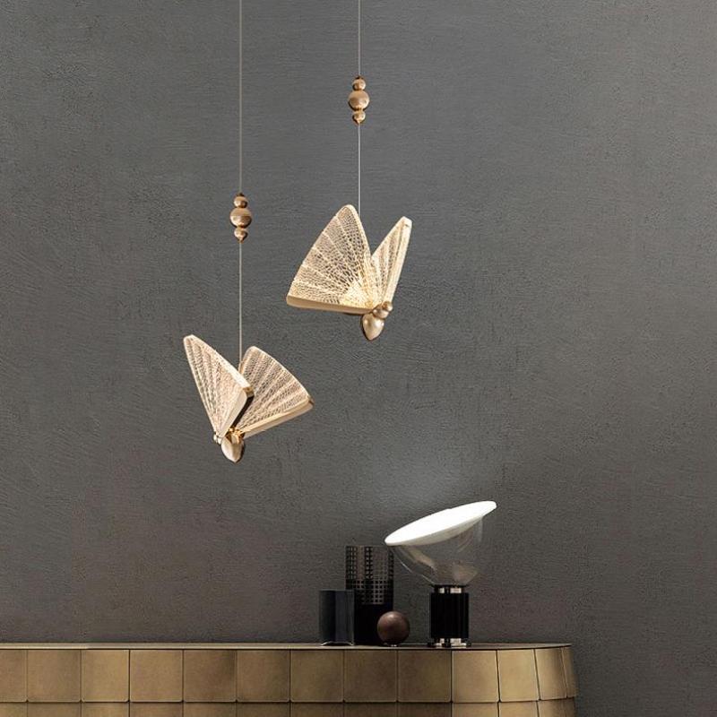 Arisha Diseña Mariposa Metal/Sílice Lámpara Colgante Dorada
