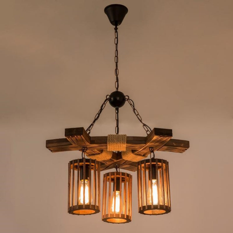 Epoch Retro LED Lámparas de araña Madera Comedor/Salón/Bar