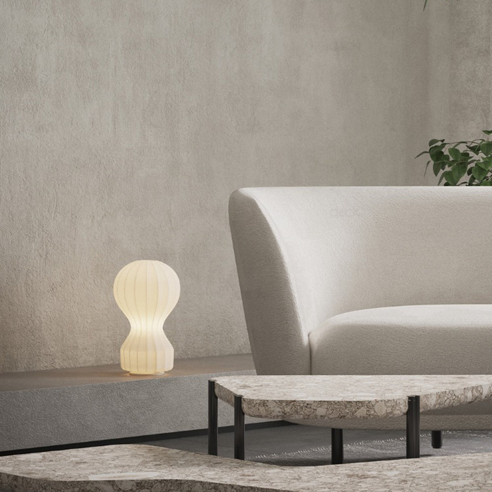 Ritta Minimalista Moderna Metal/Seda Lámpara de Mesa Blanco