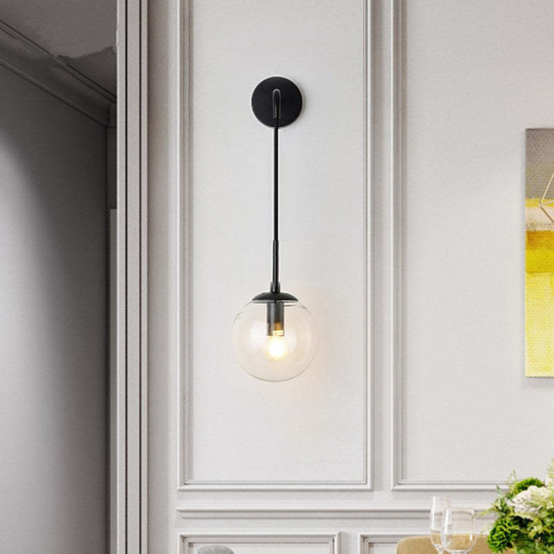 Valentina Minimalita Bola Vidrio Aplique de Pared Dorado/Negro