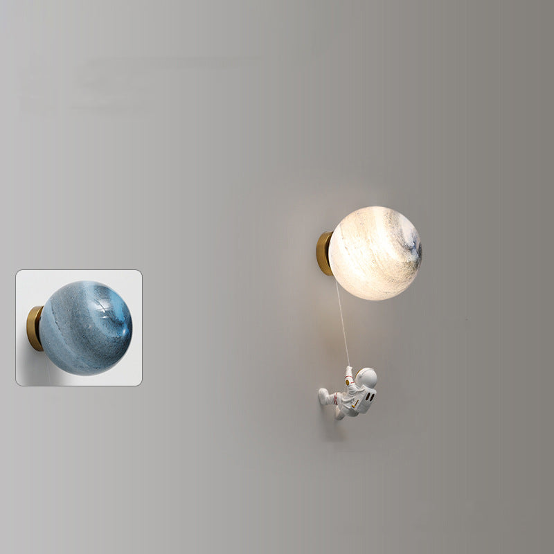 Aria Moderno Luna LED Apliques Blanco Resina Habitación Infantil