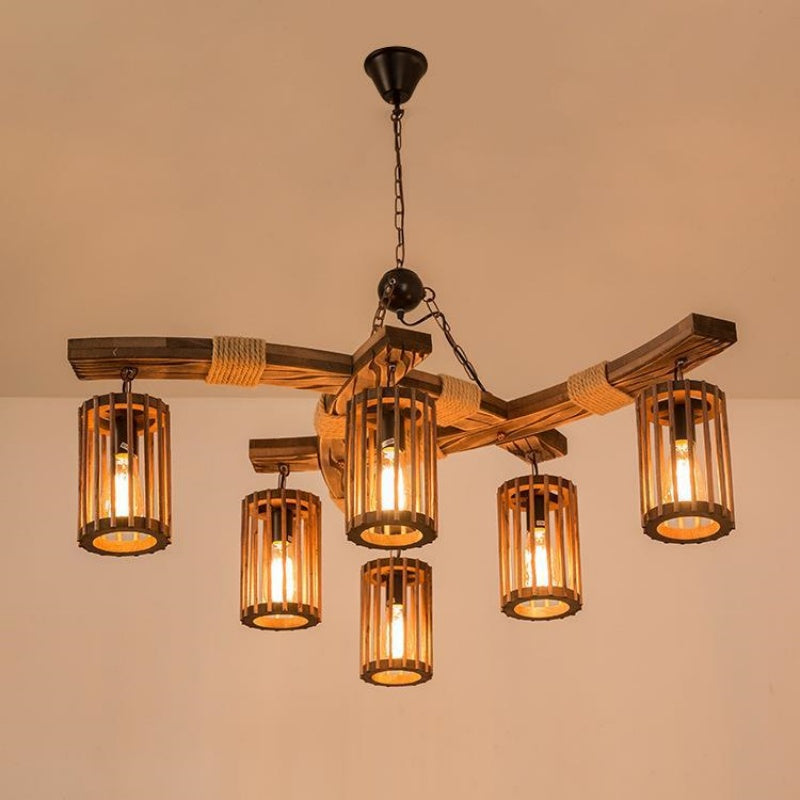 Epoch Retro LED Lámparas de araña Madera Comedor/Salón/Bar