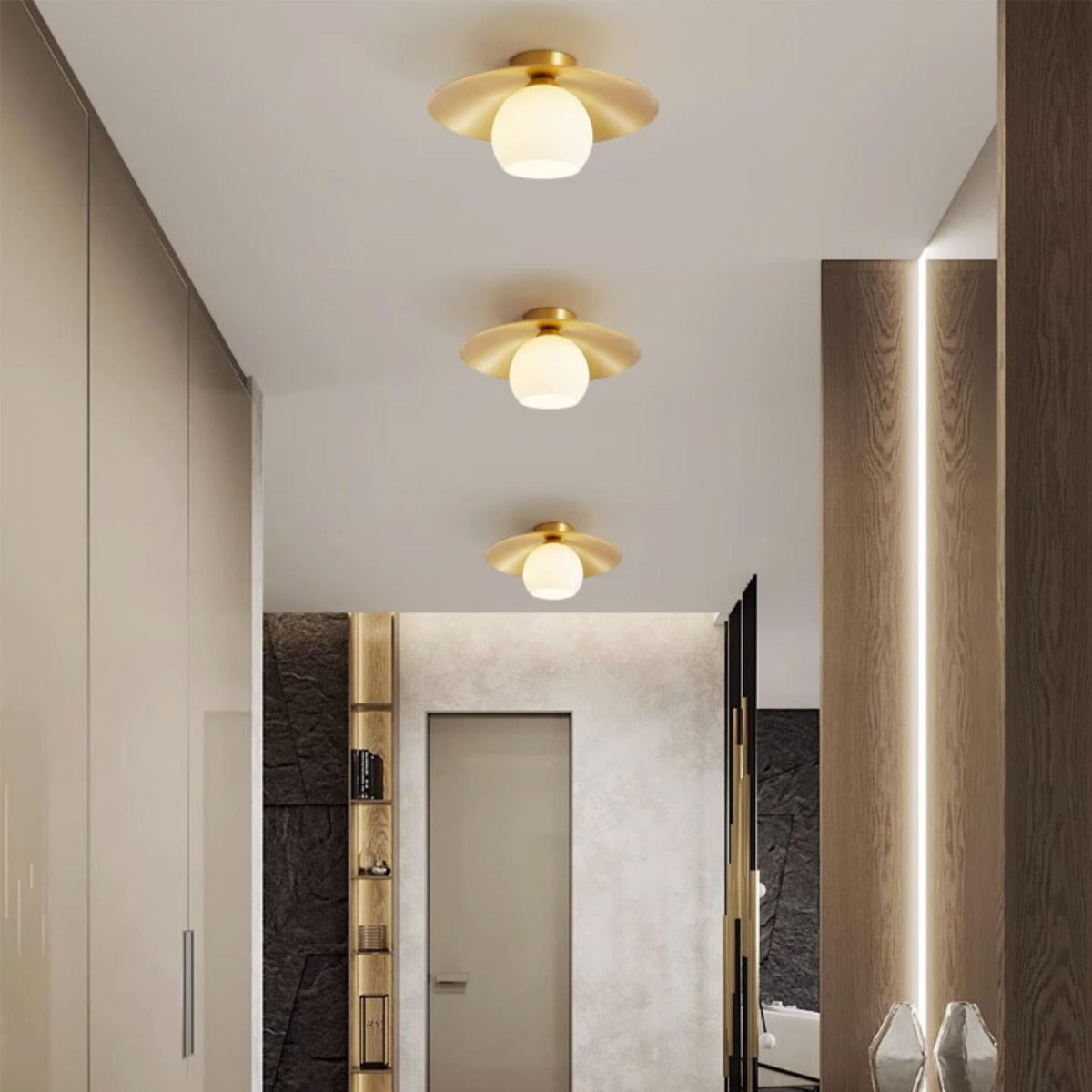 Arisha Nórdico Retro LED Lámpara de Techo Metal Vidrio Dormitorio