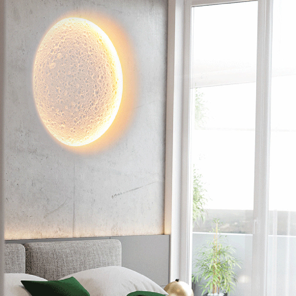 Aria Decorativo Luna Metal/Yeso Aplique de Pared Blanco