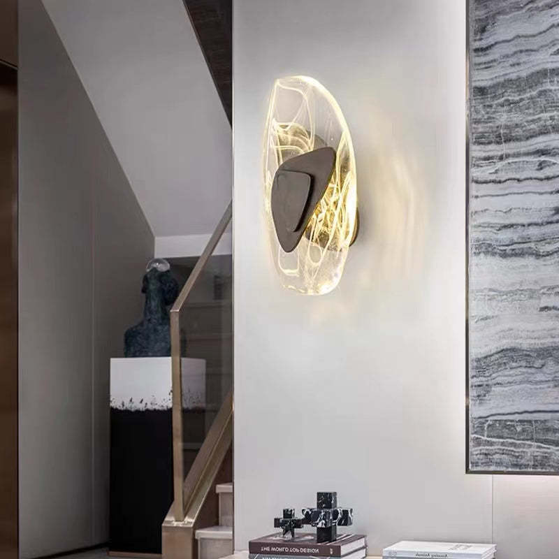 Arisha Moderno Nórdico Geométrico Acrílico Aplique de Pared Negro/Dorado