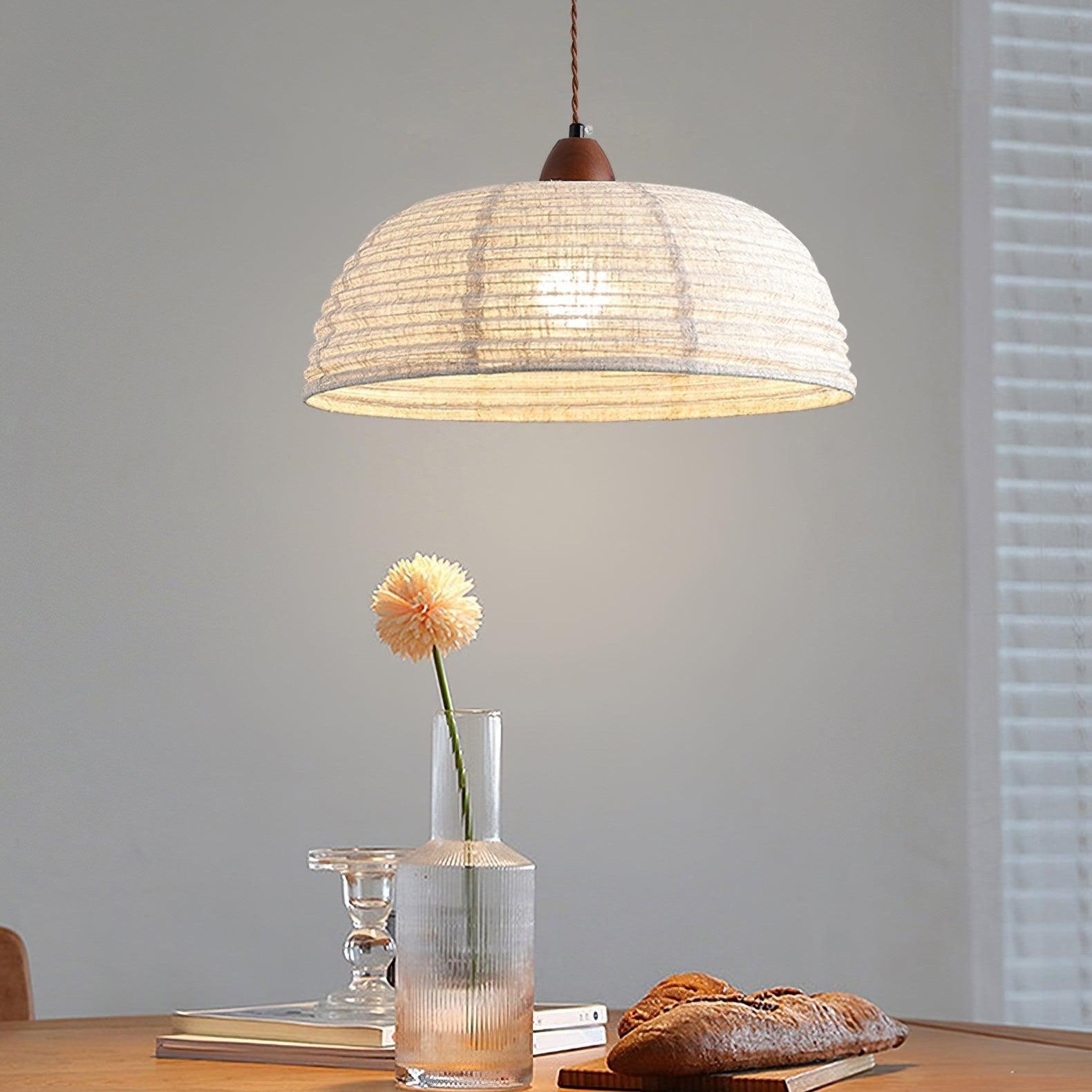 Ritta Retro Linterna Blanco Madera Tela Lámpara Colgante Estudio