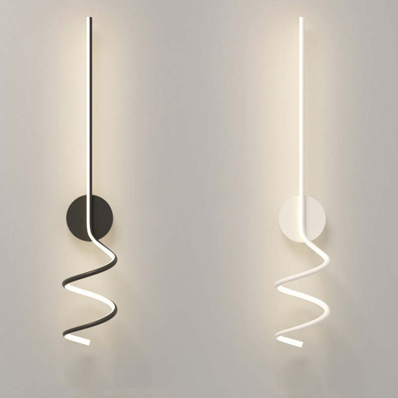 Arisha Moderno LED Spiral Lineal Metal Aplique de Pared Negro/Blanco