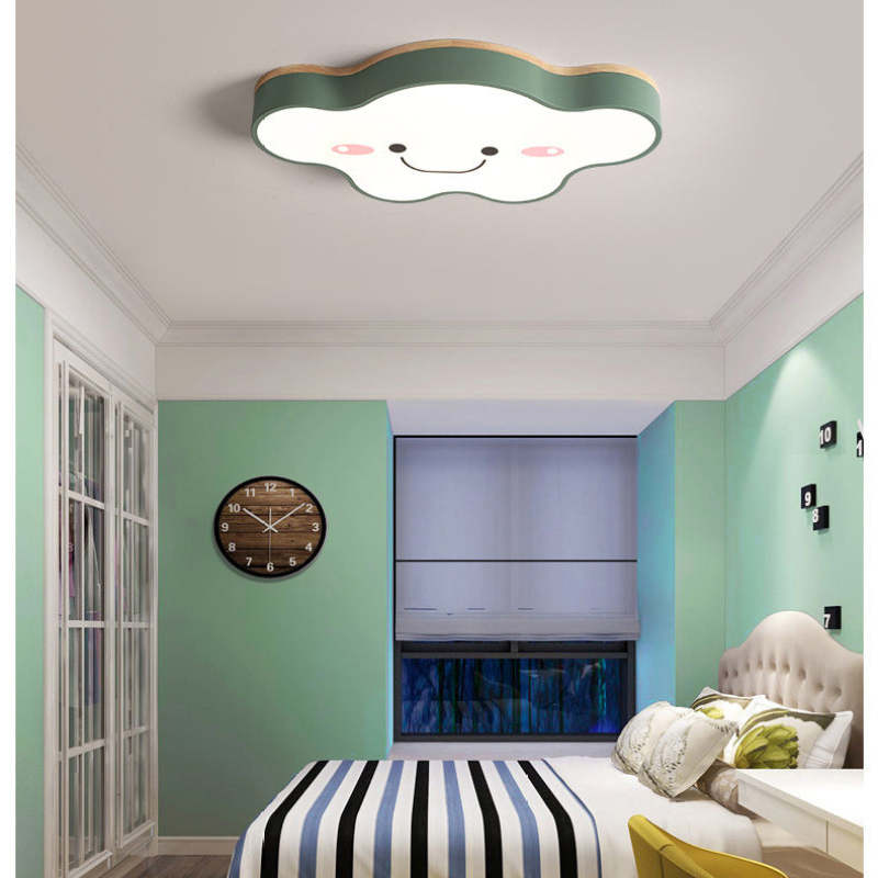 Arisha Decorativa Art Cloud Madera/Acrílico LED Lámpara de Techo Rosa/Verde/Blanca