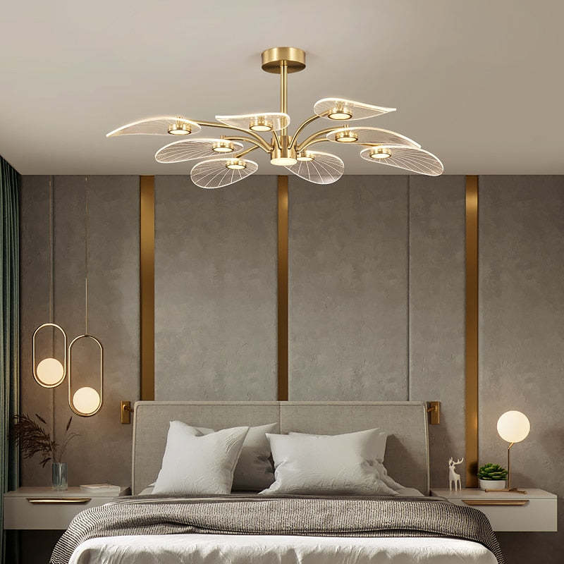 Arisha Diseño Flor Metal Lámpara de Techo Dorado
