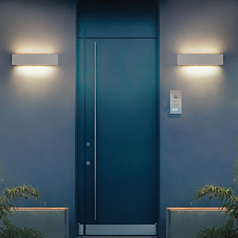 Edge Moderno Rectangular Metal/Acrílico LED Aplique de Pared Exterior Negro/Blanco