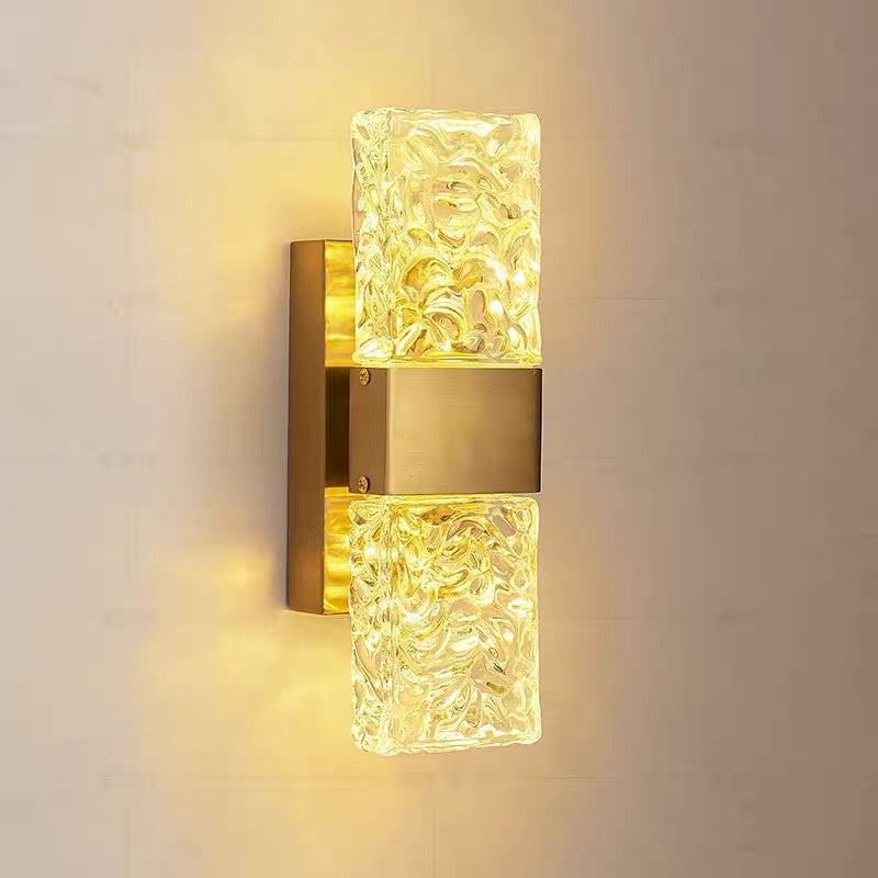 Arisha Lujo Rectangular Metal/Vidrio Aplique de Pared Dorado