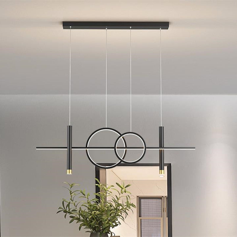 Arisha Minimalista Redonda/Lineal Metal Lámpara Colgante Negra/Dorada