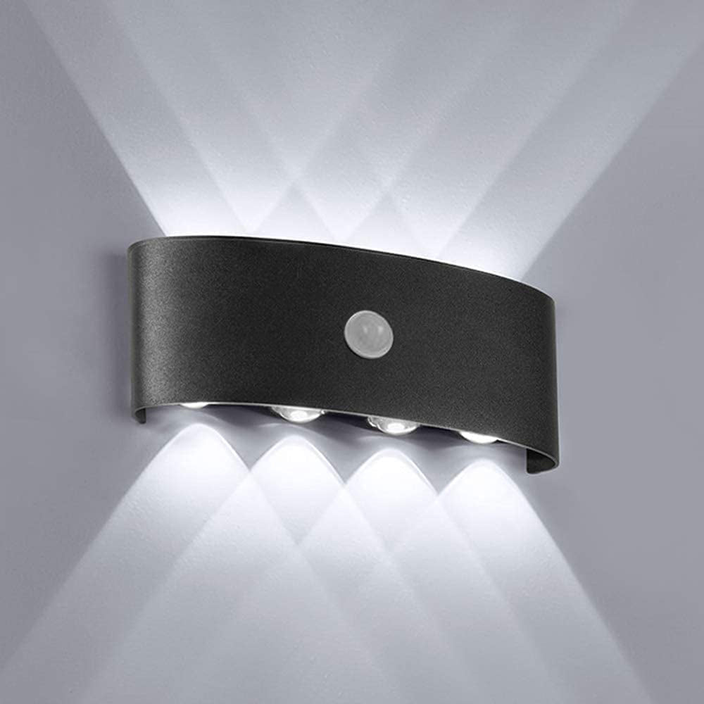 Ray Moderno Rectangular Metal LED Aplique de Pared Exterior Negro/Blanco