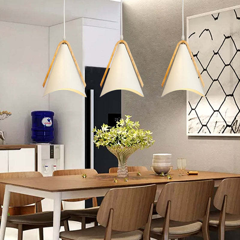 Nordic Moderna Cónico Metal/Madera Lámpara Colgante Blanco/Gris/Verde