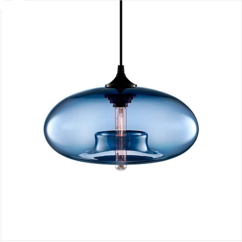 Valentina Moderna Macaron Vidrio LED Lámpara Colgante Negra/Rosa/Azul