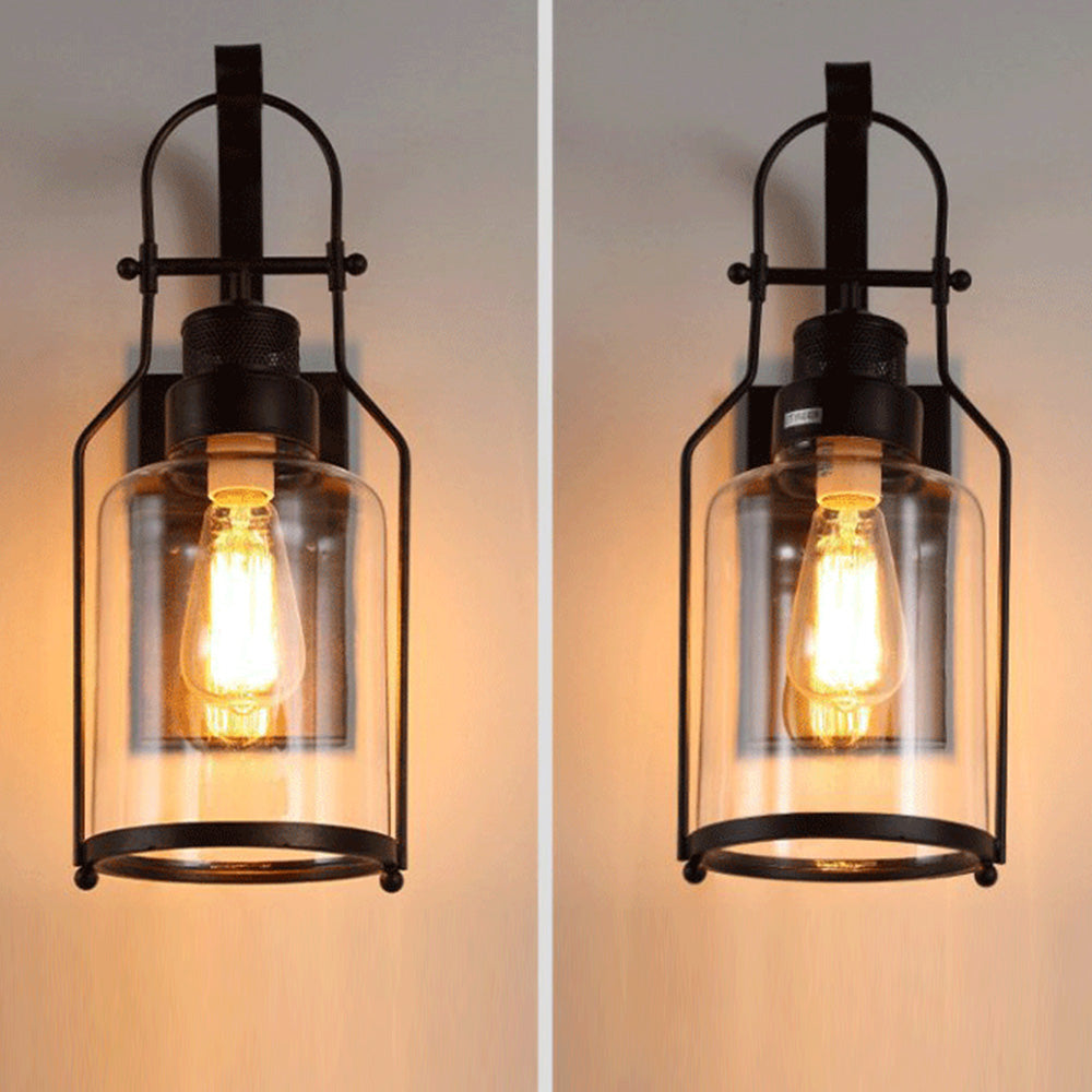 Silva Vintange Rustico Matel/Cristal LED Aplique de Pared Interior Negro/Rusty