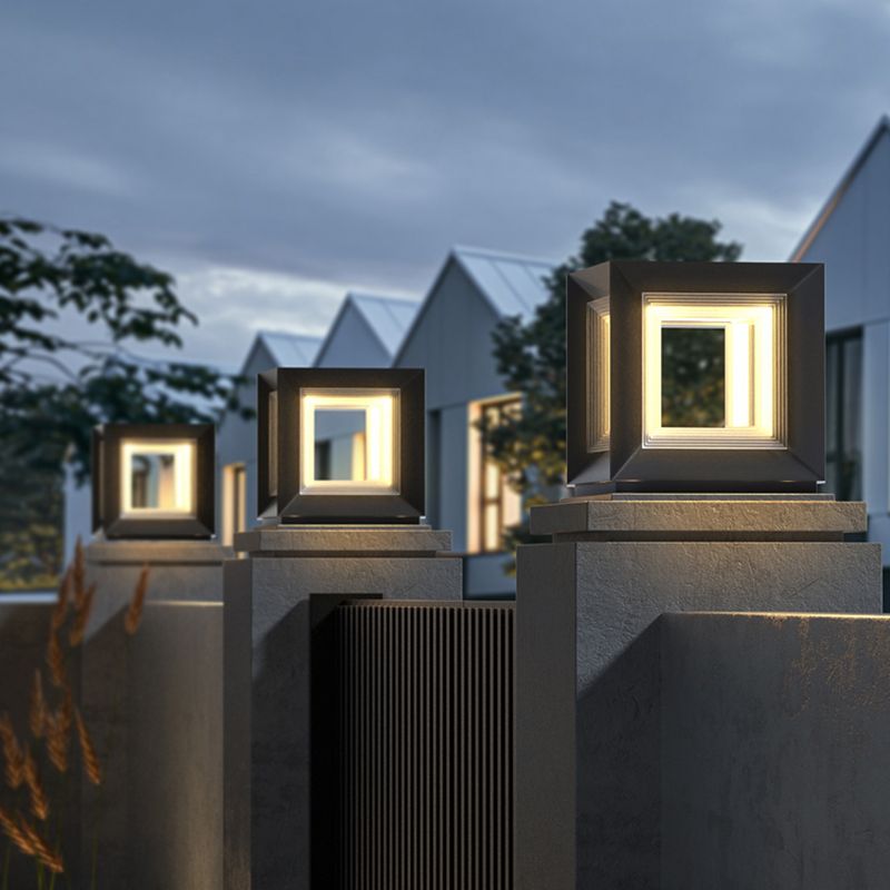 Ray Moderno Lámpara LED Exterior Cubo Metal Patio
