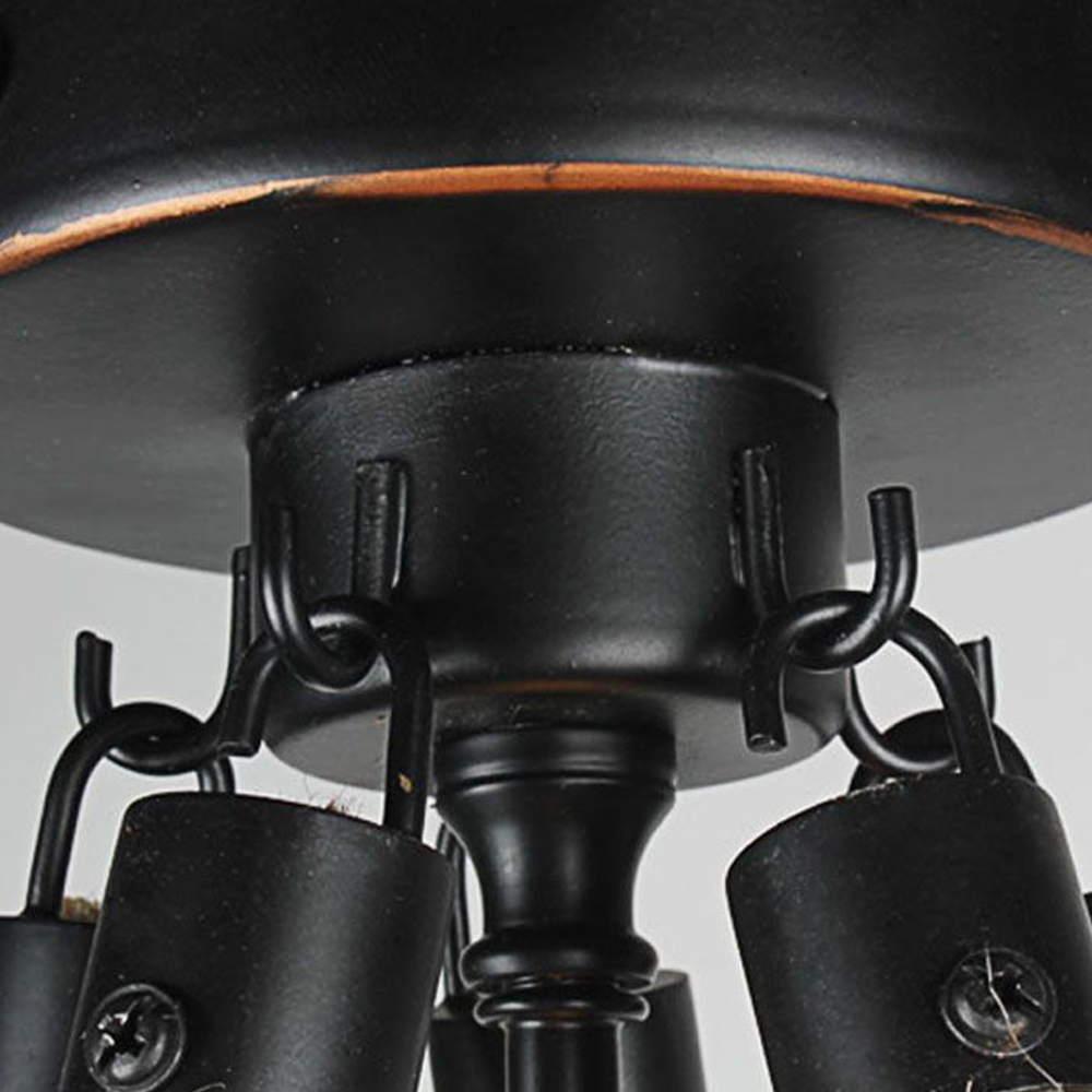 Silva Rústica Geométrica Metal/Cuerda Lámpara Colgante Negra