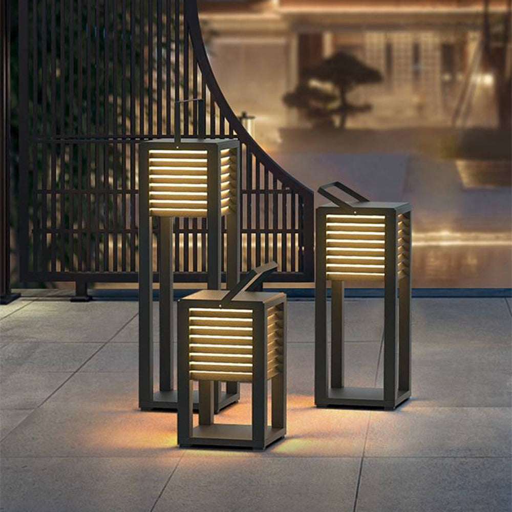 Ray Retro Lámpara de Pie Exterior Cuboide Metal Patio