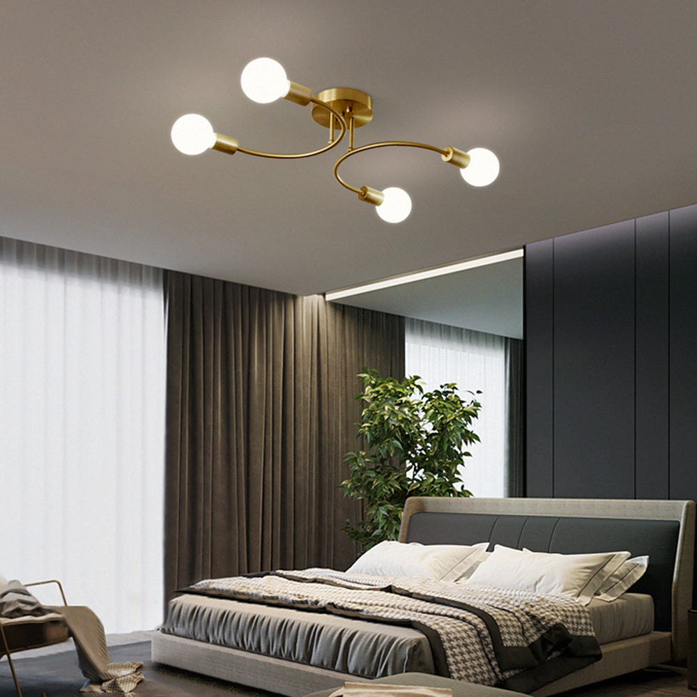 Arisha Moderna Bola Metal/Vidrio LED Lámpara de Techo Oro