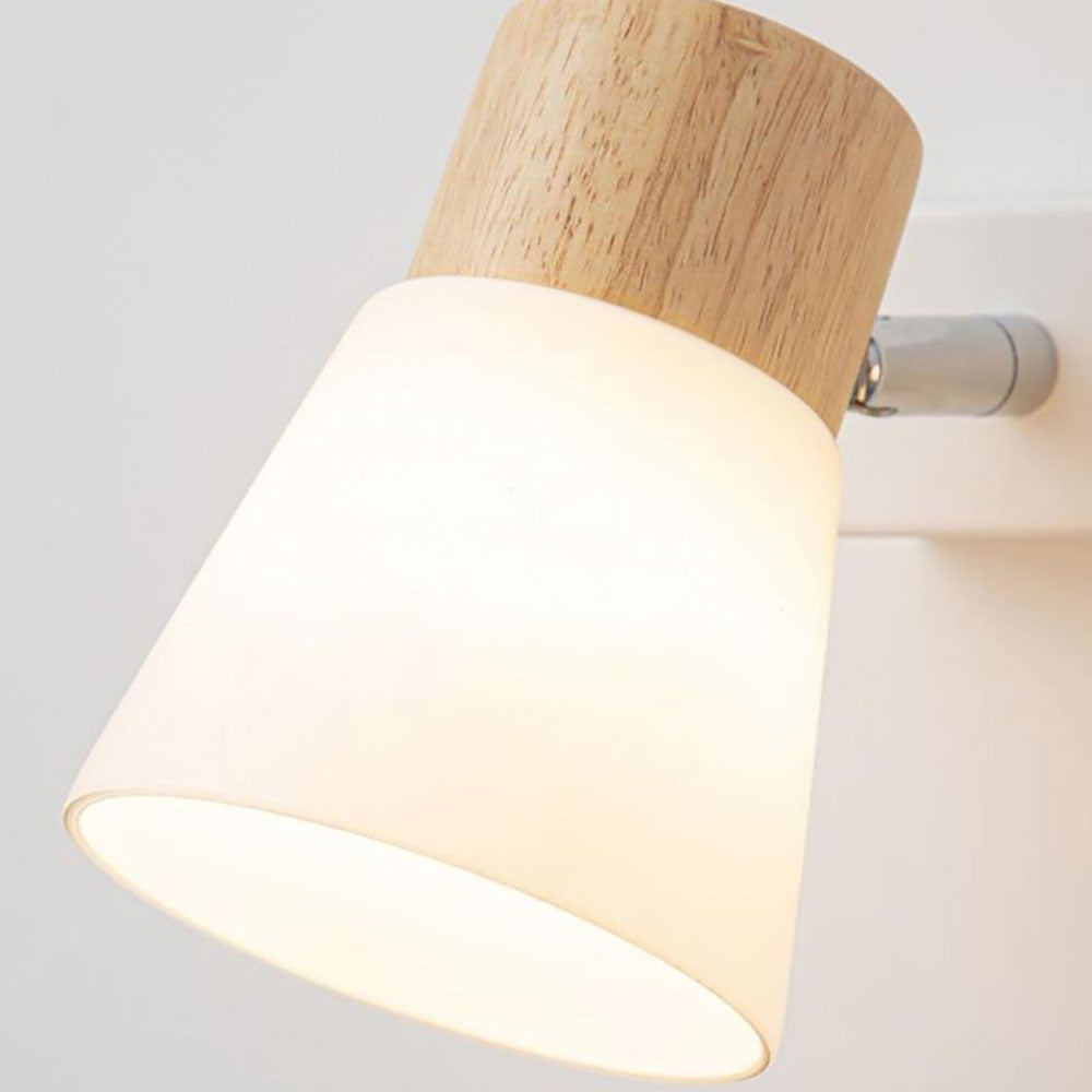 Muto Nórdico Natural Domo Madera/Vidrio Aplique de Pared Blanco