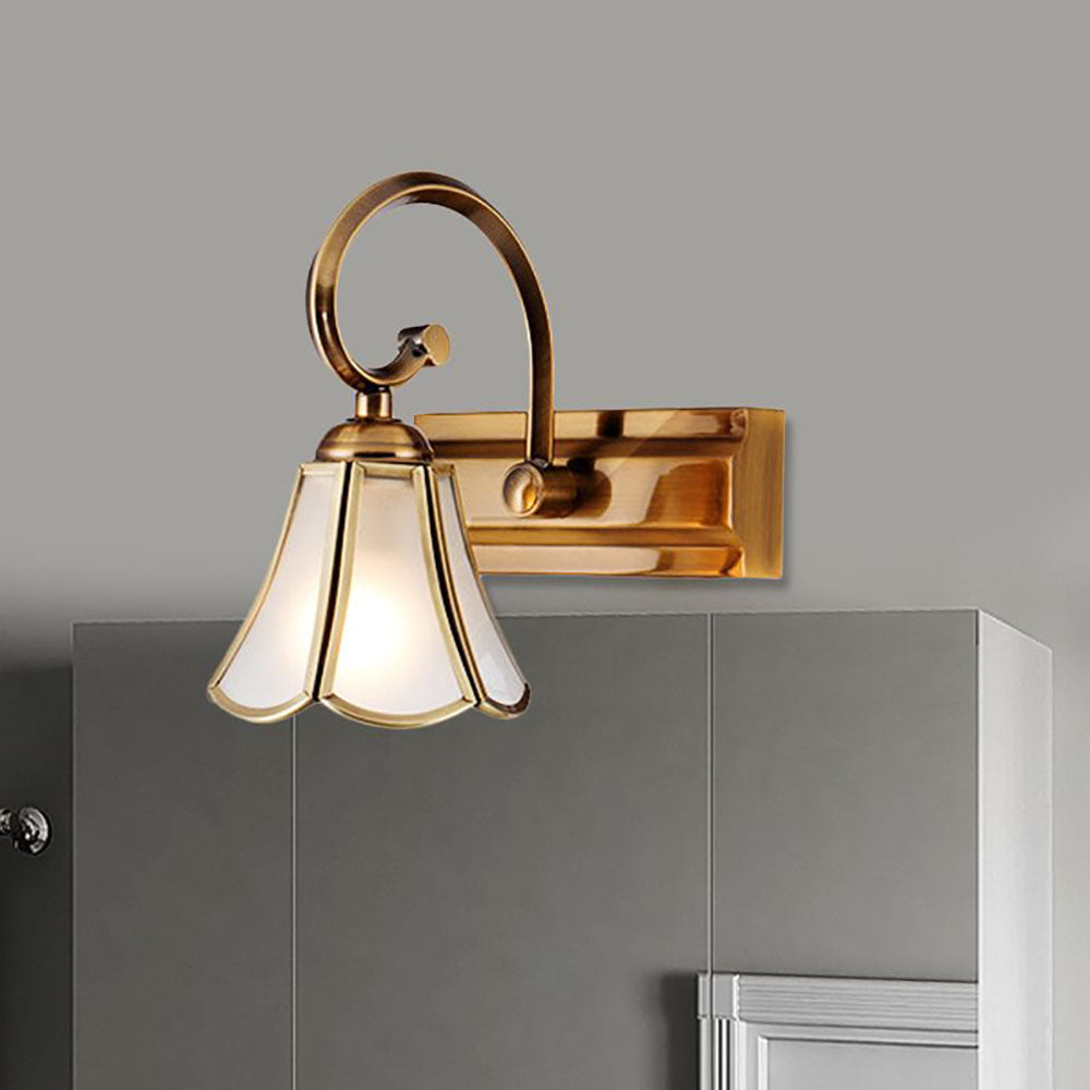 Ray Decorativo Vintage Flor Metal/Vidrio Aplique de Pared Dorado