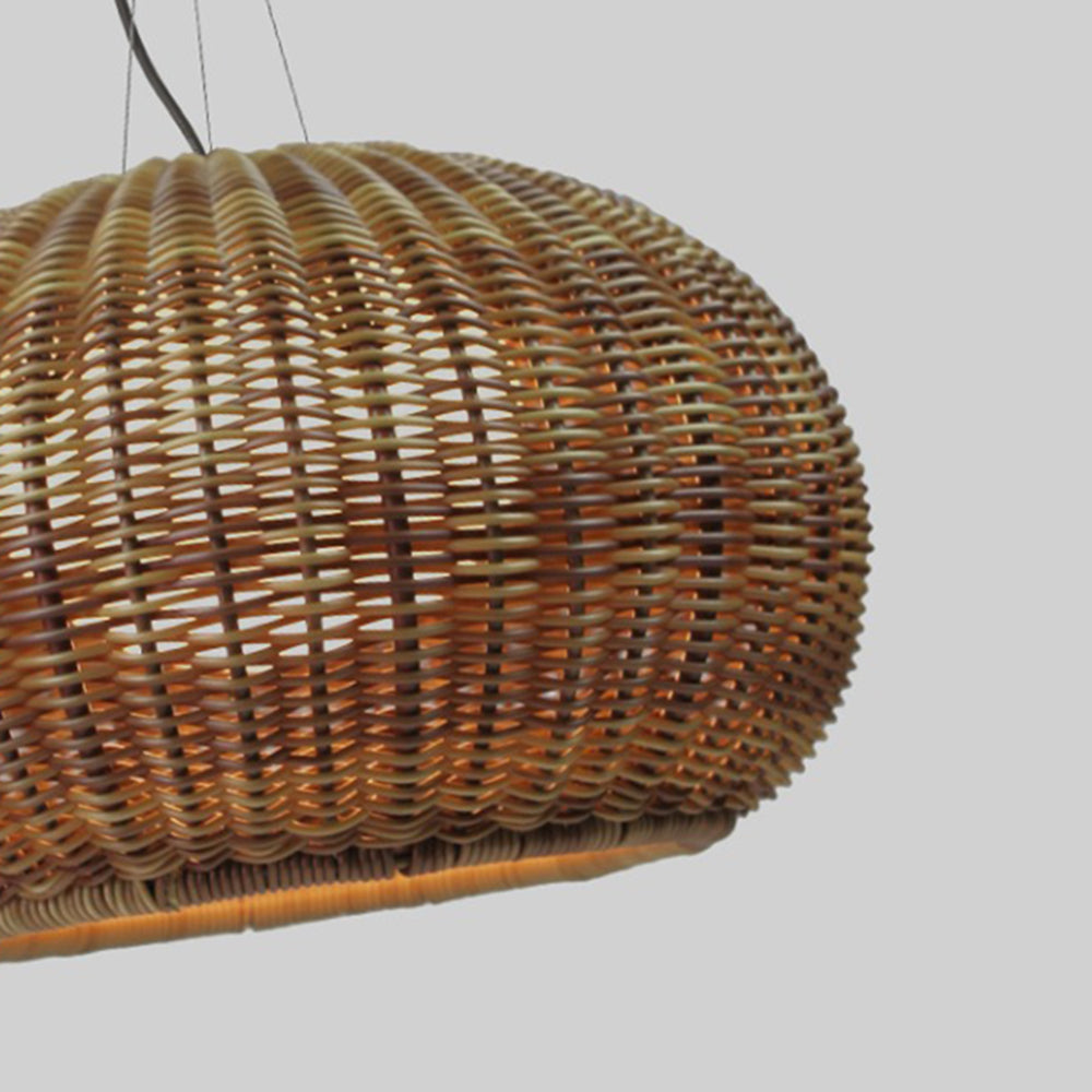 Ray Retro Lámpara Colgante Exterior Dorado Bambú Jardín