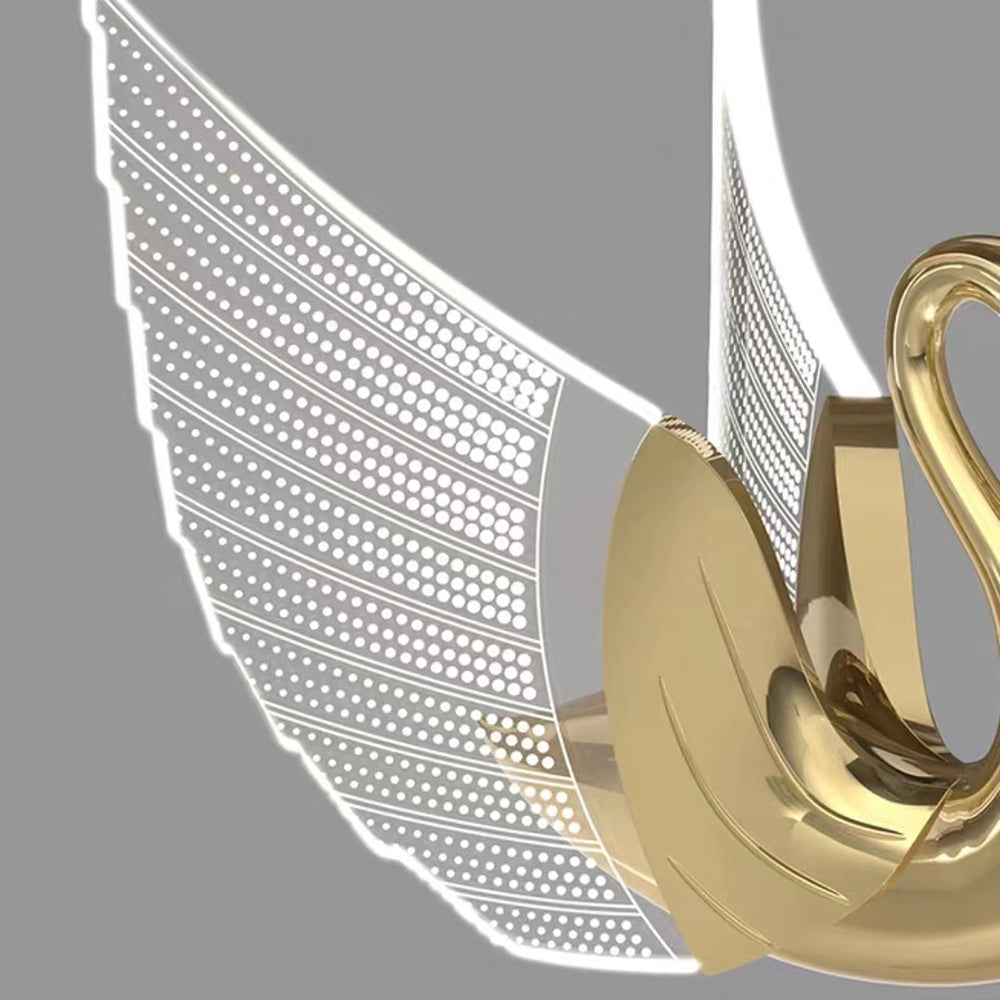 Arisha Decorativo Cisne Metal/Acrílico Aplique de Pared Oro Rosa/Dorado