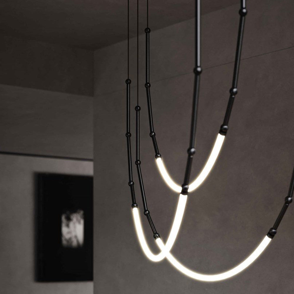 Arisha Moderna Minimalista Silicona/Metal Lámpara Colgante Negra