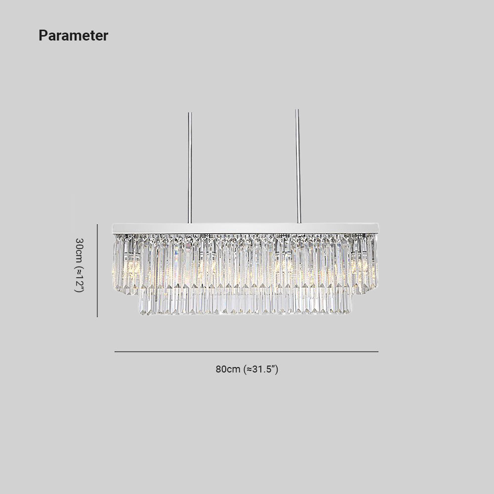 Kristy Moderna Decorativa Rectangular Metal/Cristal Lámpara Colgante Plata
