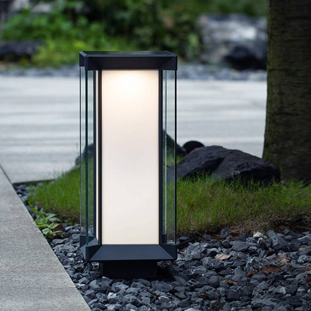 Ray Moderna Rectangular Solar Metal Vidrio Lámpara Exterior