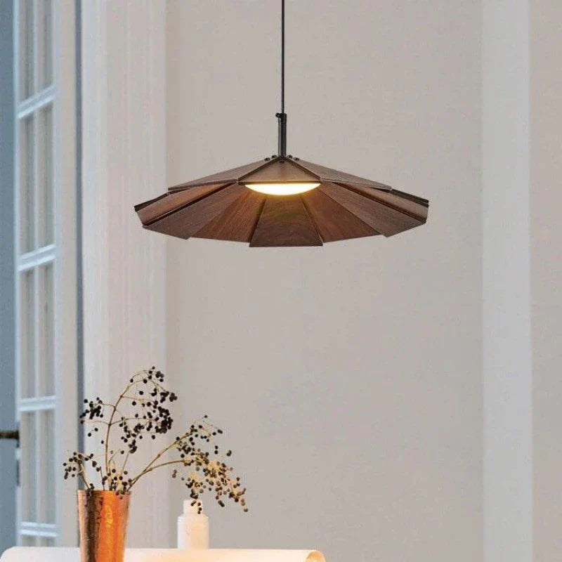 Ritta Retro LED Lámpara Colgante Nuez Madera Dormitorio/Bar/Comedor