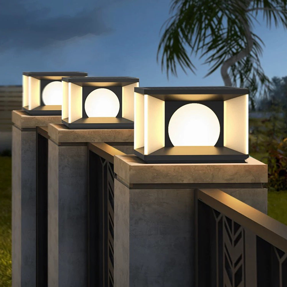 Ray Moderna Cuadrada Solor Metal Lámpara Exterior Patio Balcón