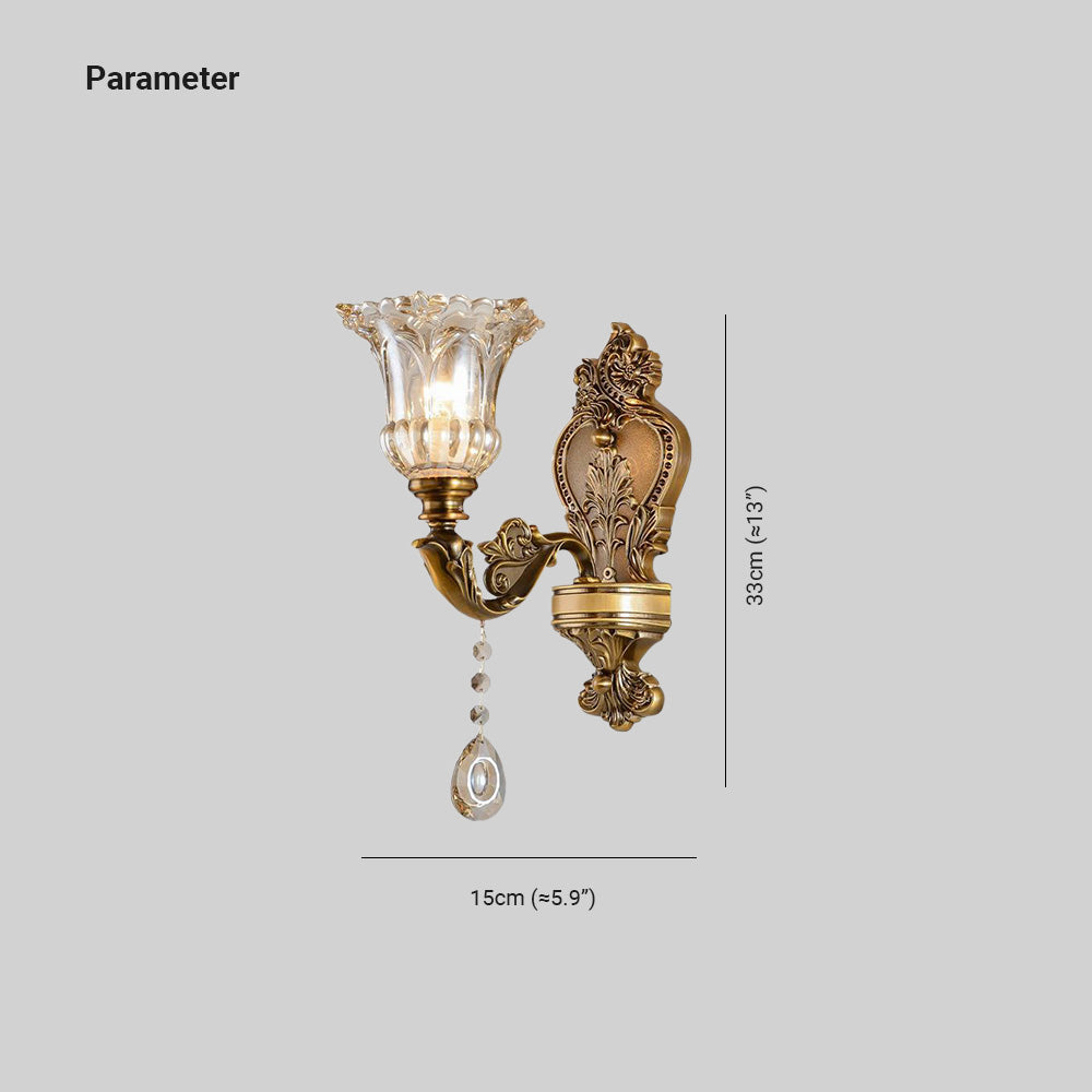 Ray Vintage Flor Metal/Vidrio Aplique de Pared Cobre