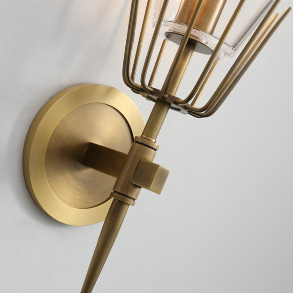 Arisha Vintage Linterna Metal/Vidrio Aplique de Pared Dorado