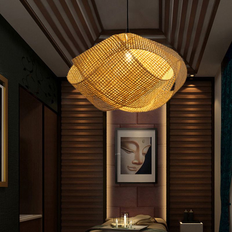 Ritta Lámpara Colgante Moderna Twist Ratán Madera Salón