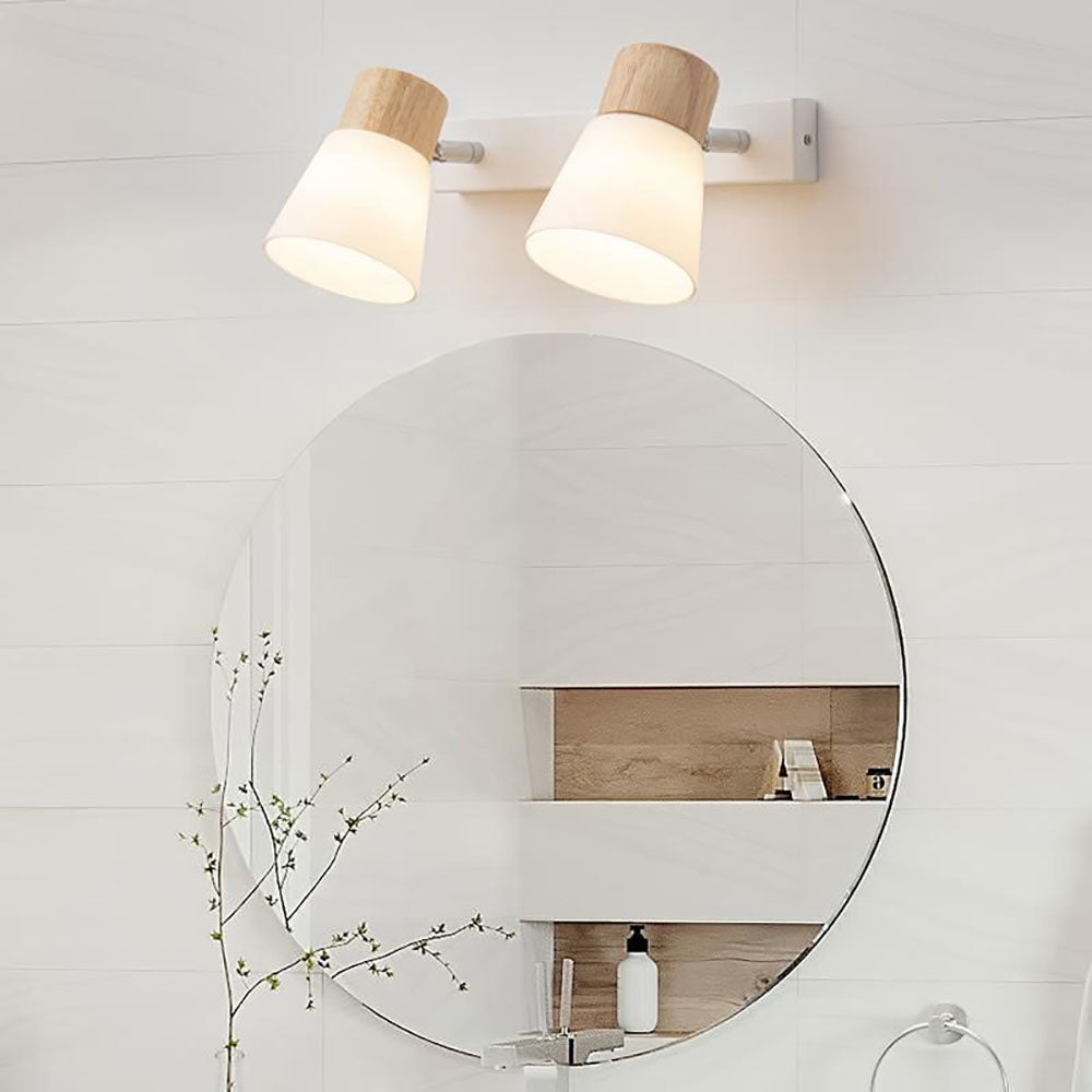Muto Nórdico Natural Domo Madera/Vidrio Aplique de Pared Blanco