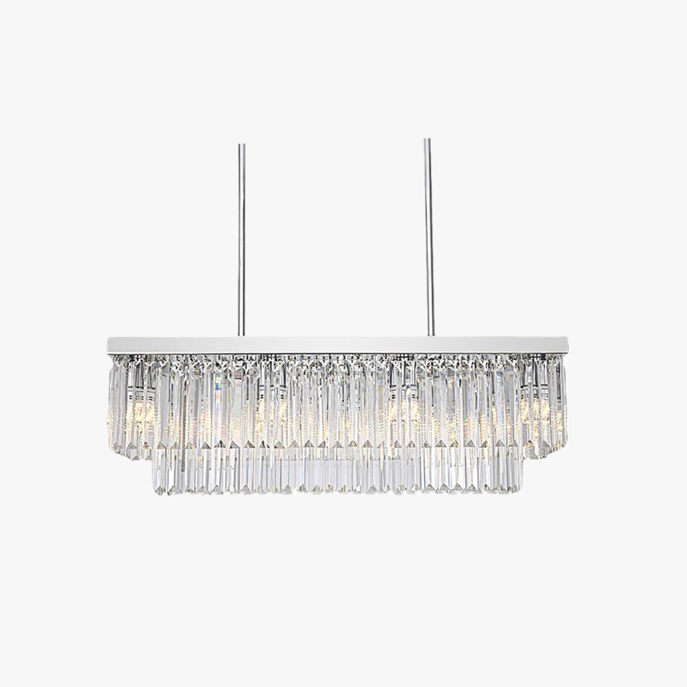 Kristy Moderna Decorativa Rectangular Metal/Cristal Lámpara Colgante Plata