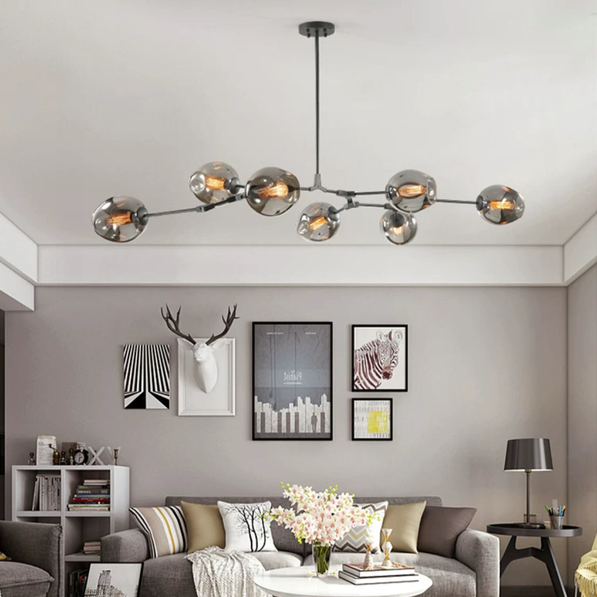 Valentina Diseño Molecular Bola Metal/Vidrio Lámpara Colgante Negra/Doroda