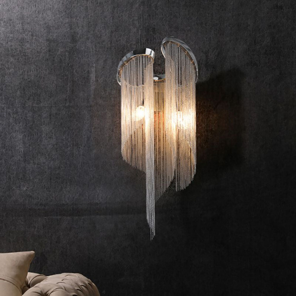 Arisha Metal LED Aplique de Pared Cadena de Borlas Plata