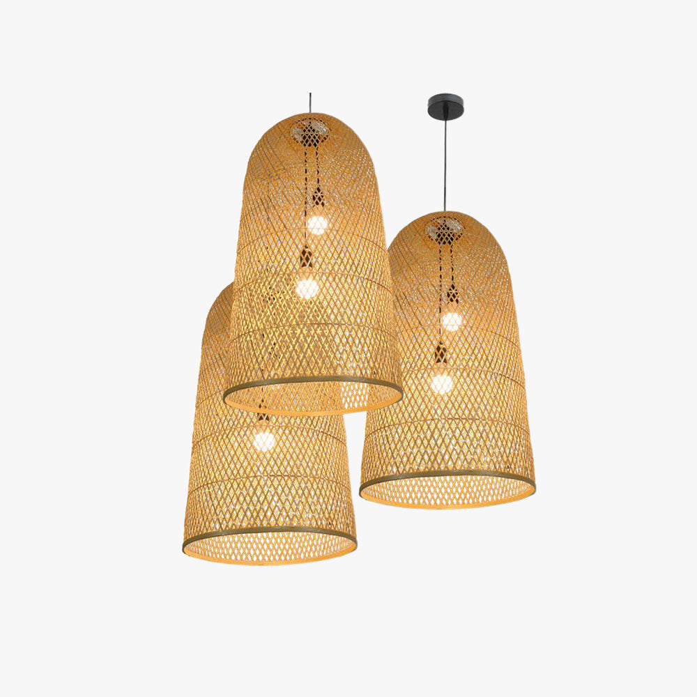 Ritta Diseño Minimalista Tambor Ratán Lámpara Colgante Marrón