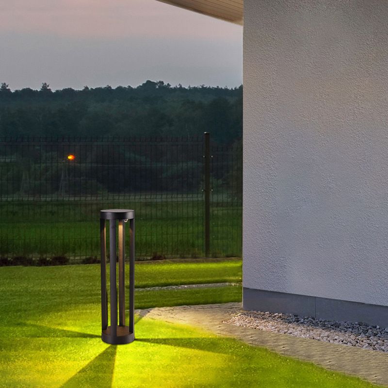 Ray Minimalista Cilíndrica Metal Solar Lámpara De Pie Exterior