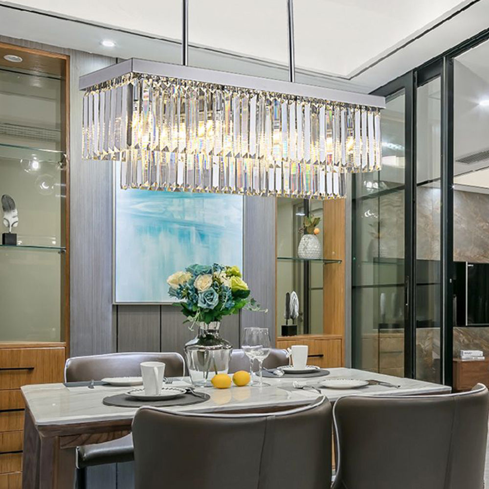 Kristy Moderna Decorativa Rectangular Metal/Cristal Lámpara Colgante Plata