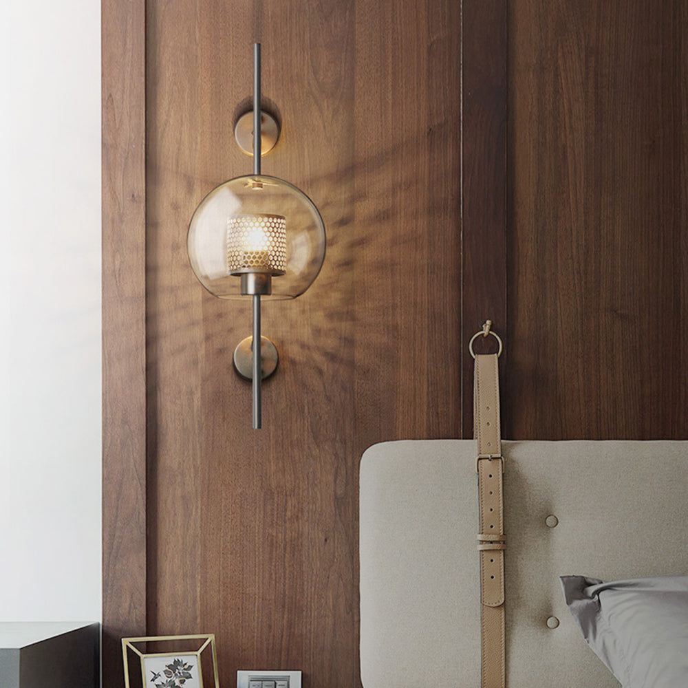 Arisha Industrial Geométrico Metal/Vidrio Aplique de Pared Cobre/Plateado