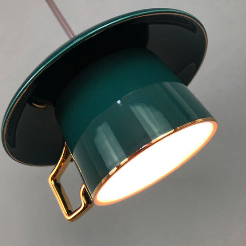 Valentina Plaza Mango Taza Cerámico LED Lámpara Colgante Salón