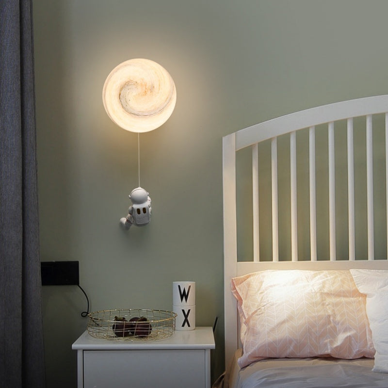 Aria Moderno Luna LED Apliques Blanco Resina Habitación Infantil